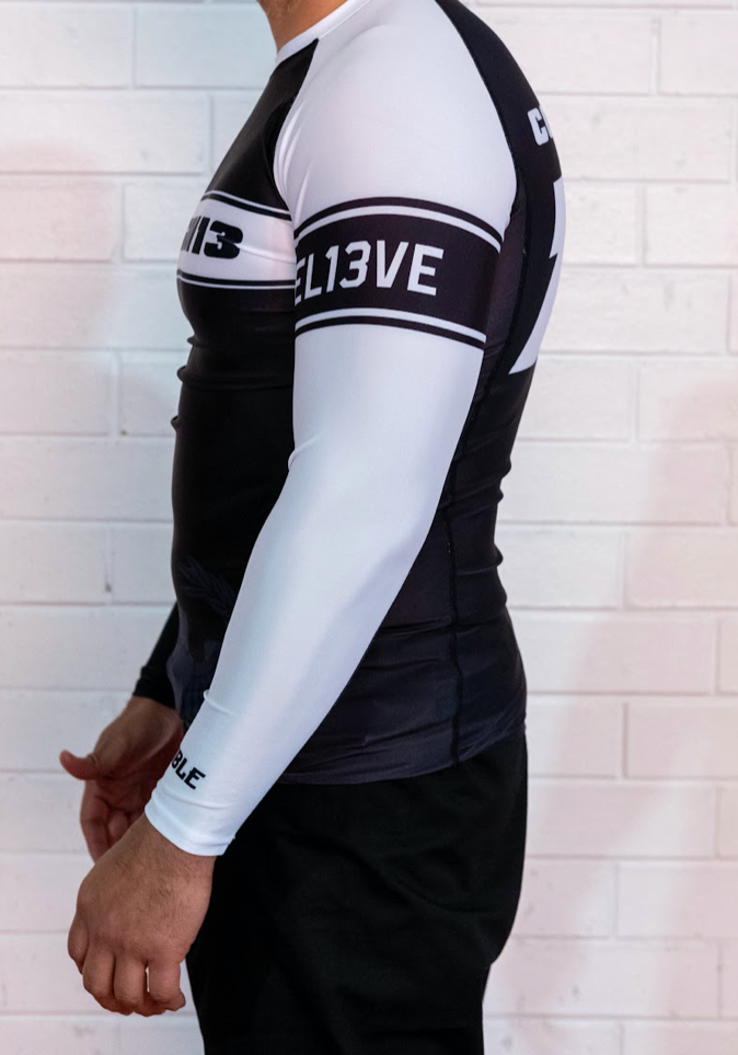 Adults Long Sleeve Rashguard | White & Black rank