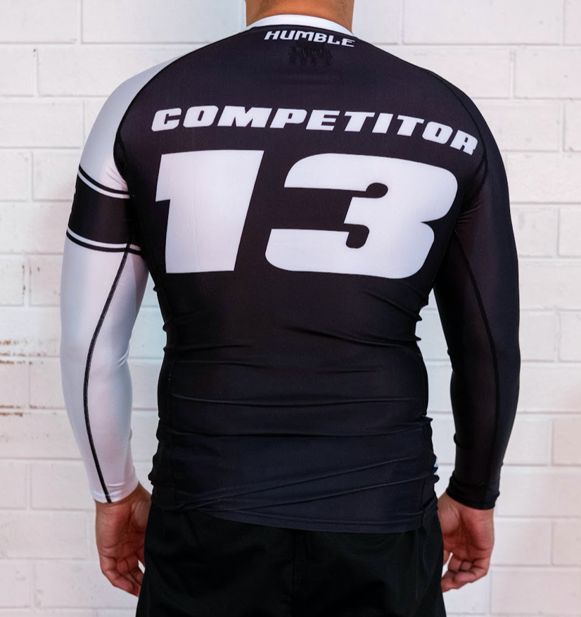 Adults Long Sleeve Rashguard | White & Black rank
